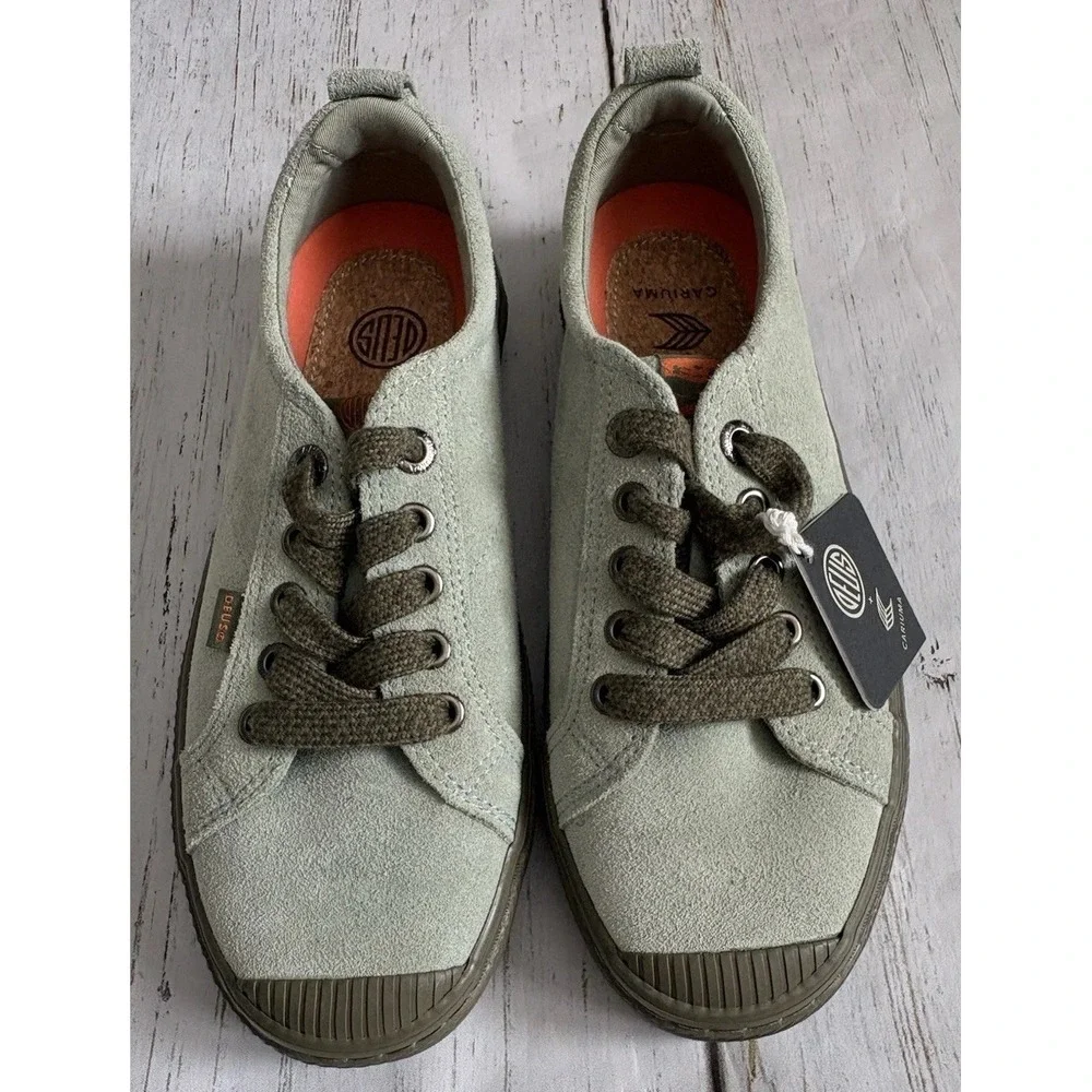 Cariuma X Deus Ex Machina OCA LOW Green Suede sneaker sz W7/M 5.5 BRAZIL Skater - Picture 1 of 6